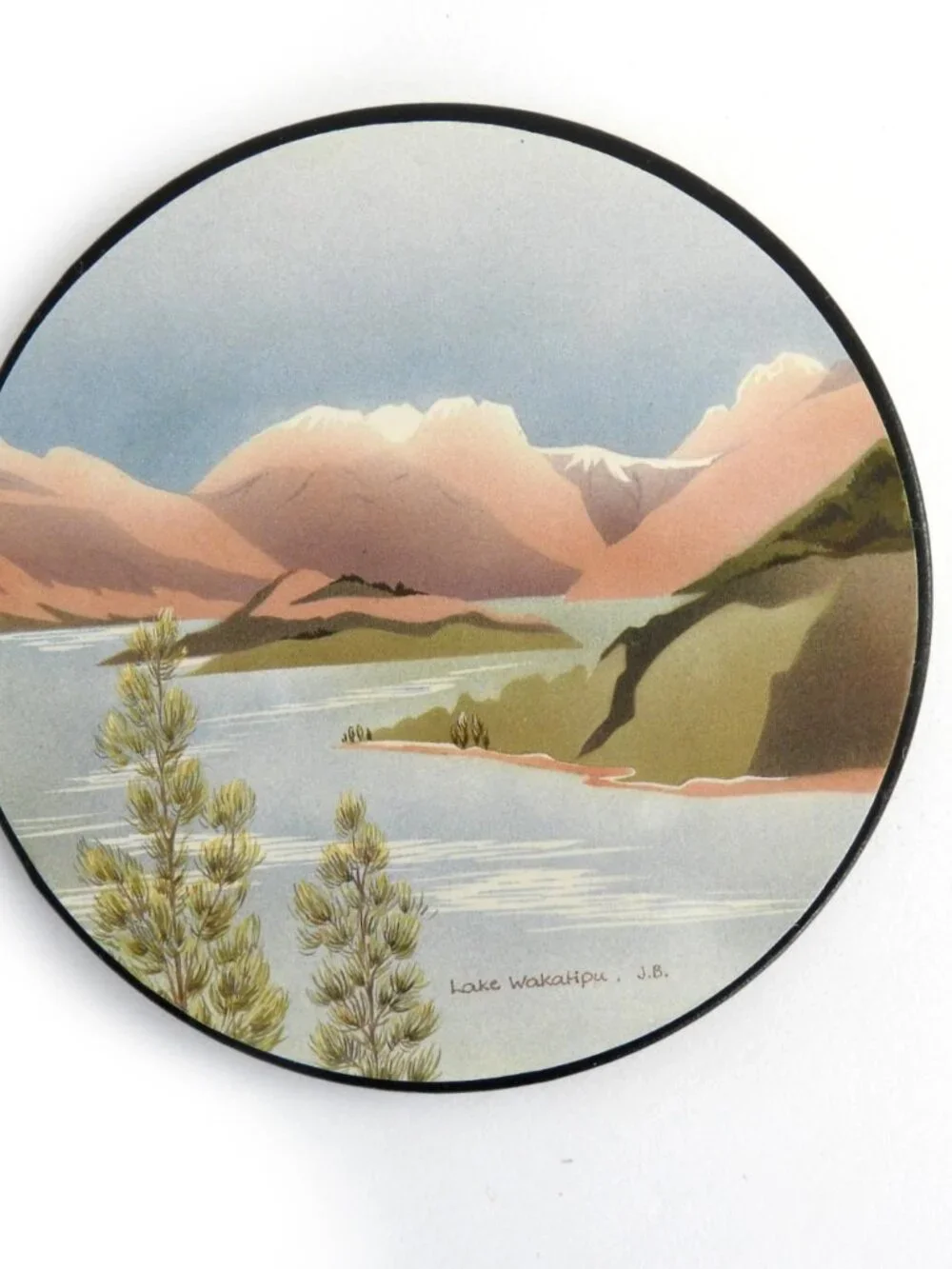 VTG 1970s New Zealand Scenic Cork Coasters Set of 6 Signed J.B. - Picture 8 of 10